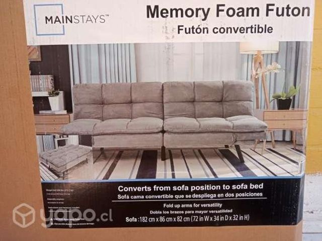 Futon Gris. Convertible Nuevo