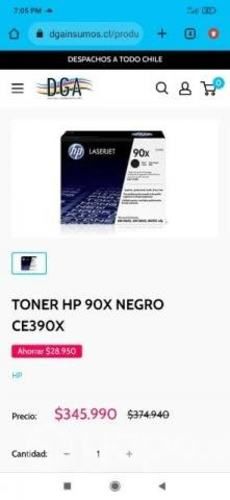 Toner hp negro 90x