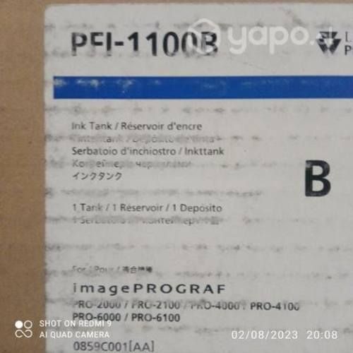 Tinta canon pfi 1100c cyan original de alta