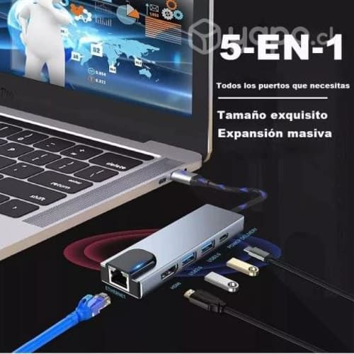Tipo C Hub 5 En 1 Adaptador Usb C A Hdmi Con Ether