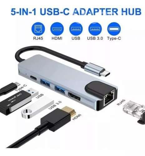 Tipo C Hub 5 En 1 Adaptador Usb C A Hdmi Con Ether