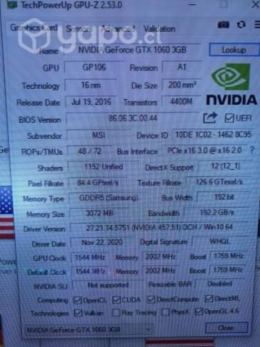 PC i7-6700k + gtx1060 3GB + 16gb ram