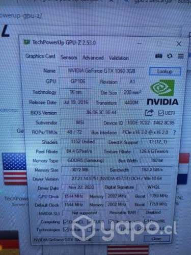 PC i7-6700k + gtx1060 3GB + 16gb ram