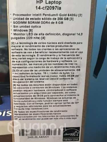 Notebook HP cf2097la NUEVO y SELLADO 256gb ssd