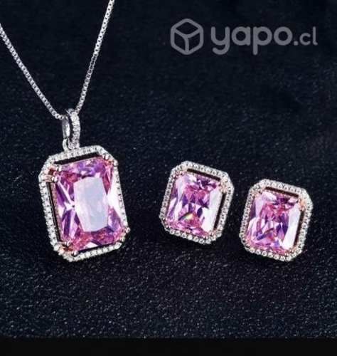 Bello Conjunto De Plata Con Elegante circon