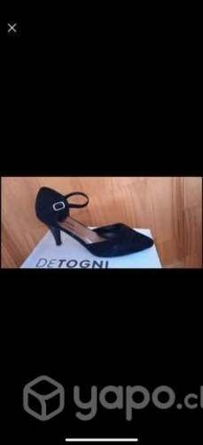 Zapato gamuza taco aguja Negro - Detogni