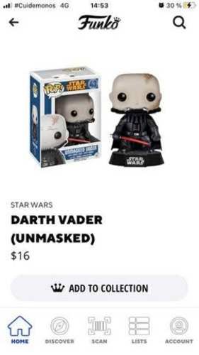 Funko Pop Star Wars Darth Vader sin casco/mascara