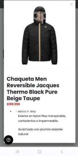 Parka Pluma Reversible impecable Marca KWay