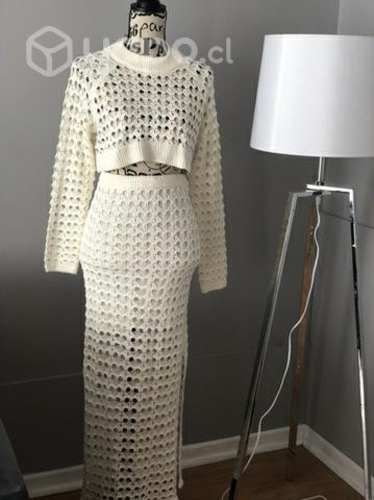 Hermoso conjunto tejido no grueso elasticado xs