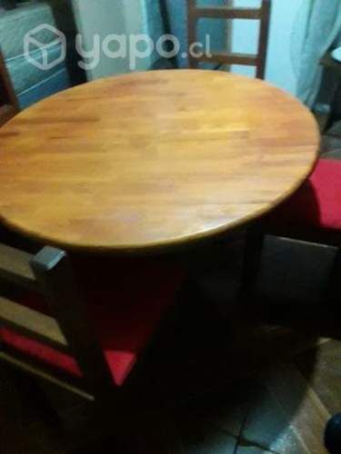 Comedor de madera mesa redonda con cuatro sillas e