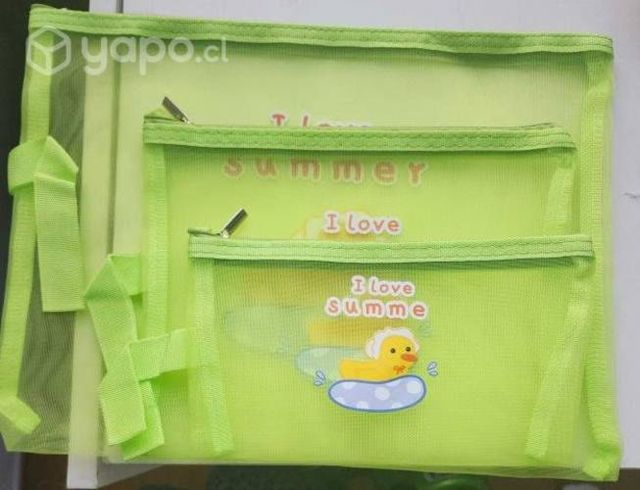 3 estuches tipo sobre con cierre, varios tamaños