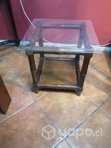 Mesa vidrio madera bambú