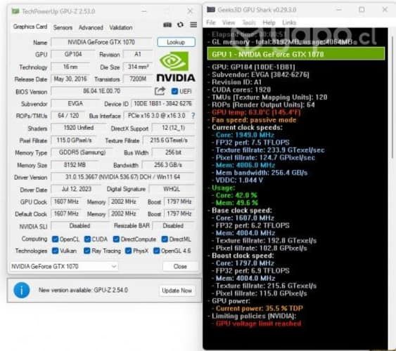 Tarjeta de video EVGA GTX 1070