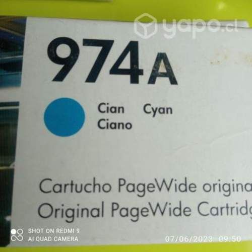 Tinta HP 974a cyan original
