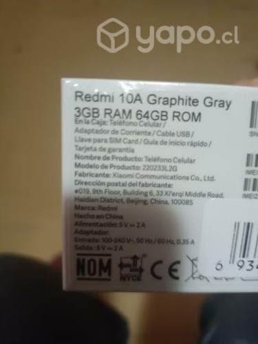 Celular Xiaomi redmi 10A 64Gb