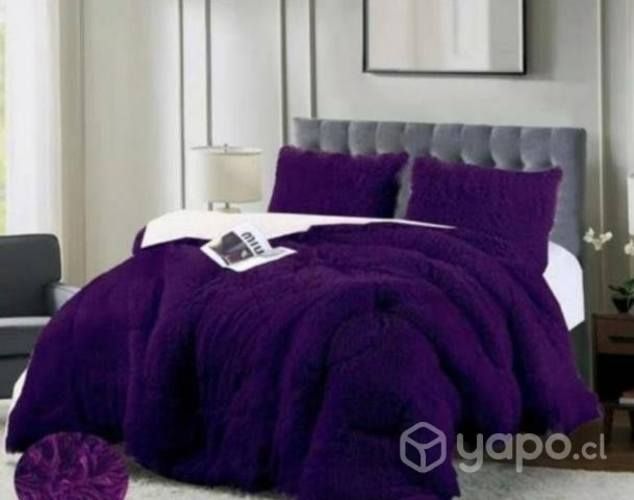 Cubrecama Morado Peludo con Chiporro 2 plazas