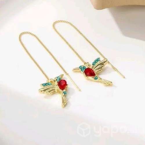 Aros colgantes colibrí dorados