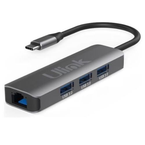 Adaptador usb-c a rj45 (lan) con 3 puertos usb 3.0