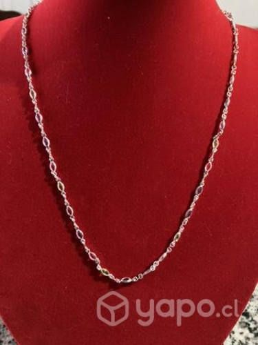 Cadena con perlas en su alrededor 47cm plata 925