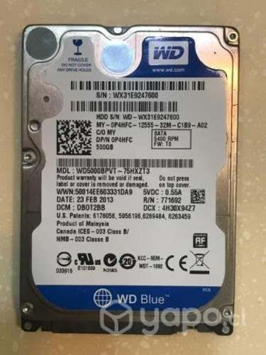 Disco Duro 2.5" 500gb Western digital blue