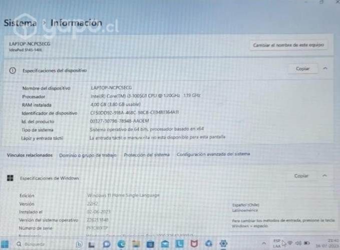 Notebook Lenovo Ideapad