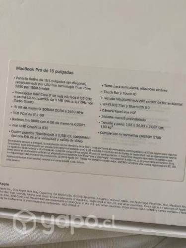 MacBook Pro i7 16gb ram 512gb ssd TouchBar