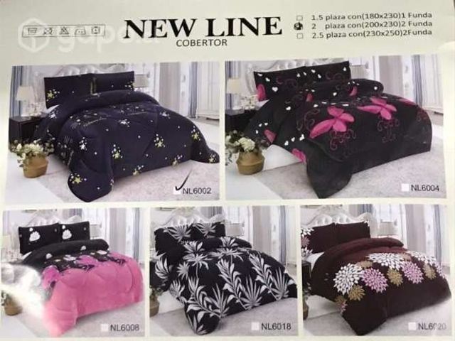 Plumon liso con diseño 2 plazas