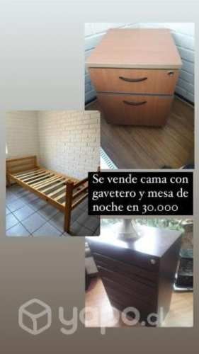 Cama con velador y cajonera