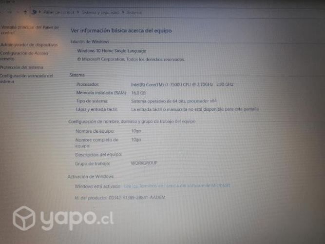 Note hp 16 ram procesador i7-7500u