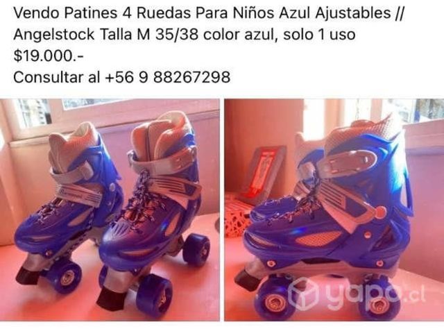 Patines 4 ruedas para niños ajustables talla 35/38