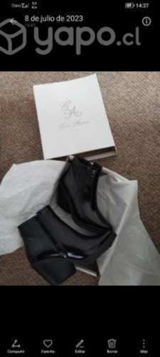 Botines solo un uso cuero negro y cómodos