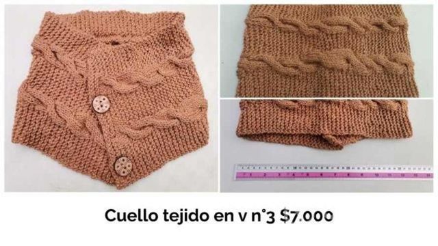 Cuello en v tejido cafe