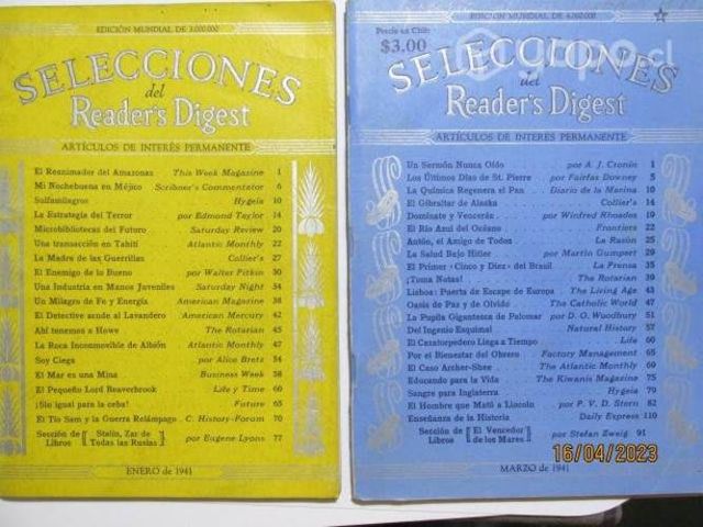 Selecciones del Reader's Digest, números muy bajos