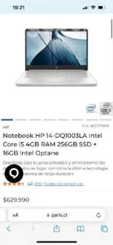 Notebook icore5 hp