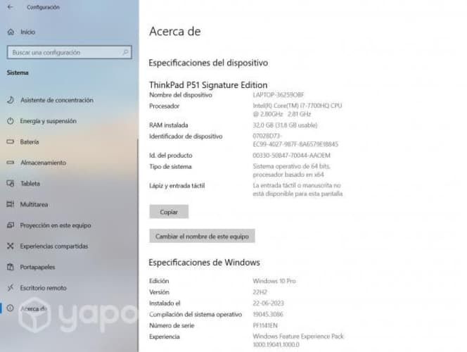 Notebook Lenovo Workstation Thinkpad P51