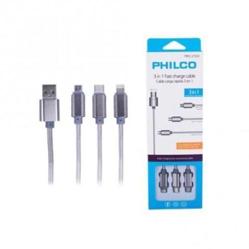Cable 3 EN 1: Tipo C / Micro USB / IPHONE Metálico