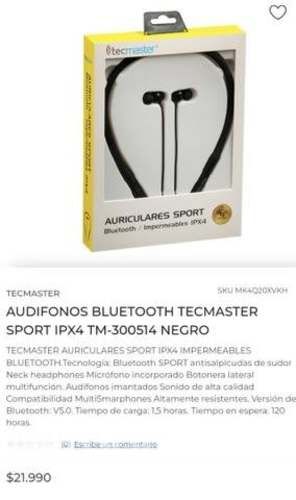 Audifonos bluetooth sport TECMASTER