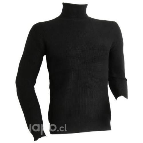 Sweater Negro Elasticado Cuello Alto Beatle L