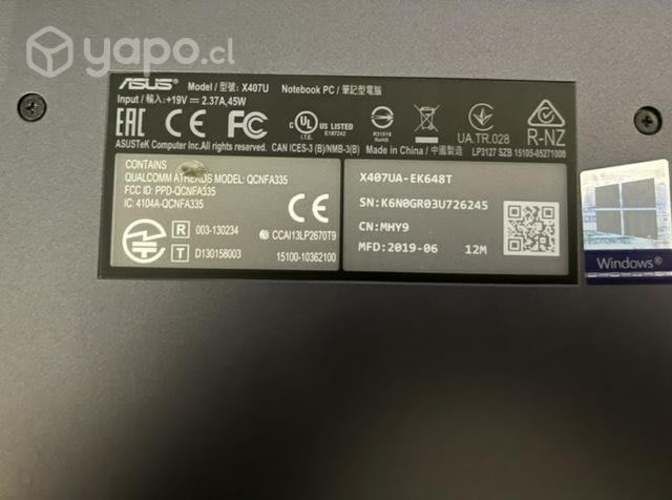 Notebook Asus X407UA excelente estado