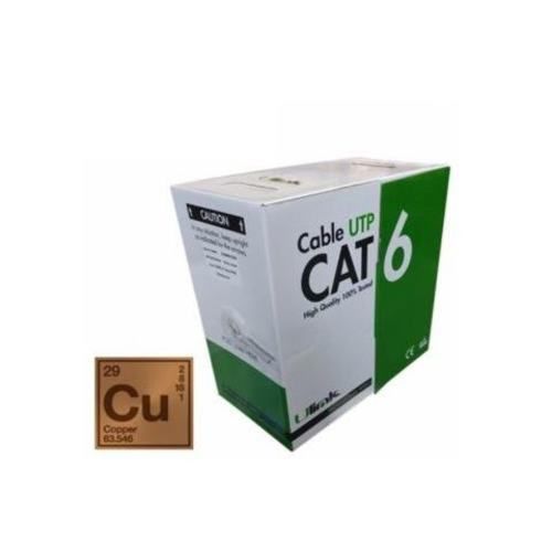 Cable utp cat6 305 mts, 24 awg, 100% cobre. gris