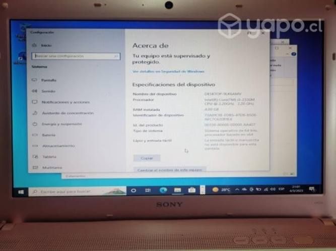 Notebook sony vaio rosado