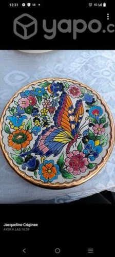 Plato de colgar 16 cm de diámetro pintado al oro