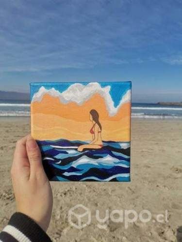 Cuadro chica en el mar