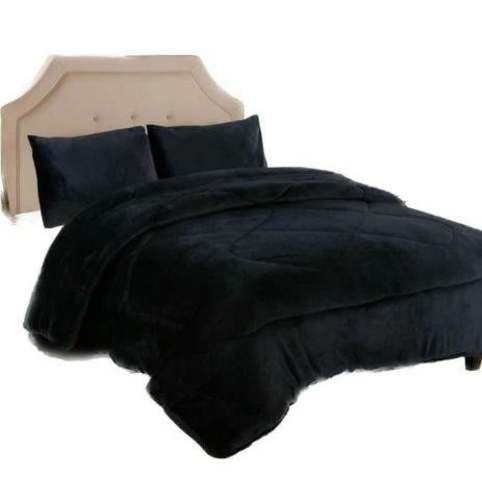 Cubrecama Negro Peludo con Chiporro 2 plazas