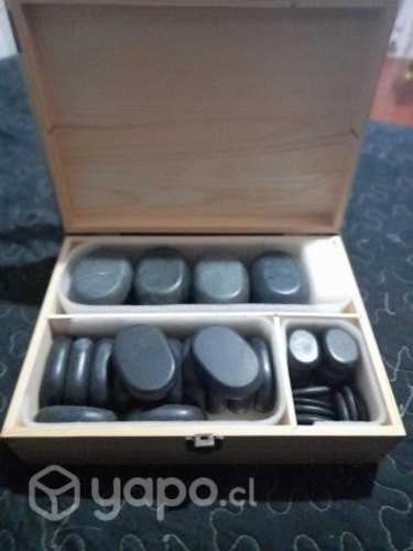 Set de olla con 36 piedras para masajes