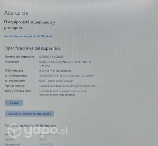 SemiNuevo Celeron Hasta 2,8Ghz/8GB/256SSD/W