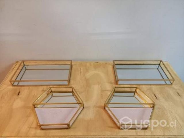 Set bases metal y espejo para dulces candy bar