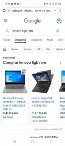 Nootbook Lenovo i3 8gb de ram 8va generación