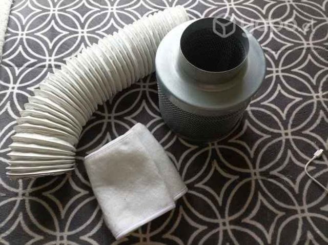 Filtro de carbón 100mm + funda + conexión