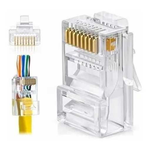 Conector rj45 cat5e pass thru 100 uni